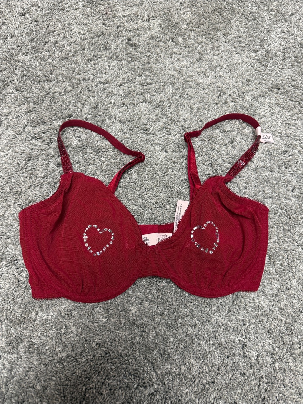 Victoria Secret Red unlined Underwire Bra with Heart Accent - Women Intimates